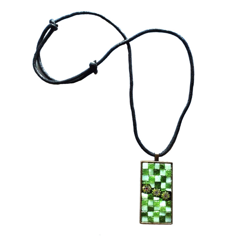 Дамско колие мозайка Green Millefiori
